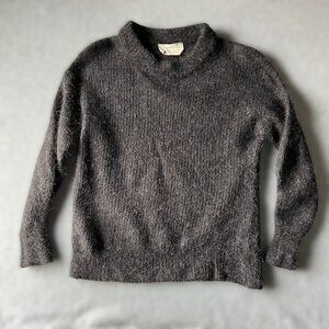 EVERLANE Fuzzy Alpaca Wool Crew Neck Charcoal Gray Sz Small Quiet Luxury READ